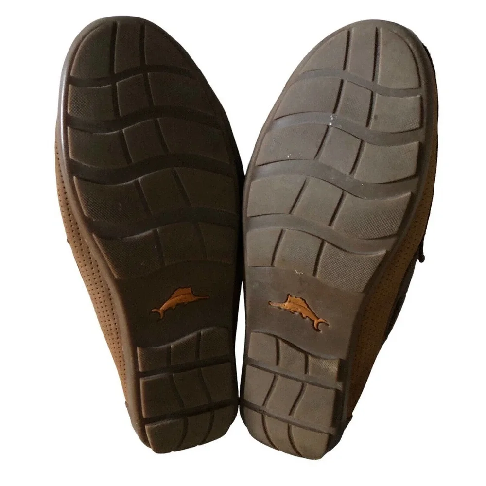NEW TOMMY BAHAMA Brown Camp Moc Leather Loafer Shoes Men’s 9.5 M